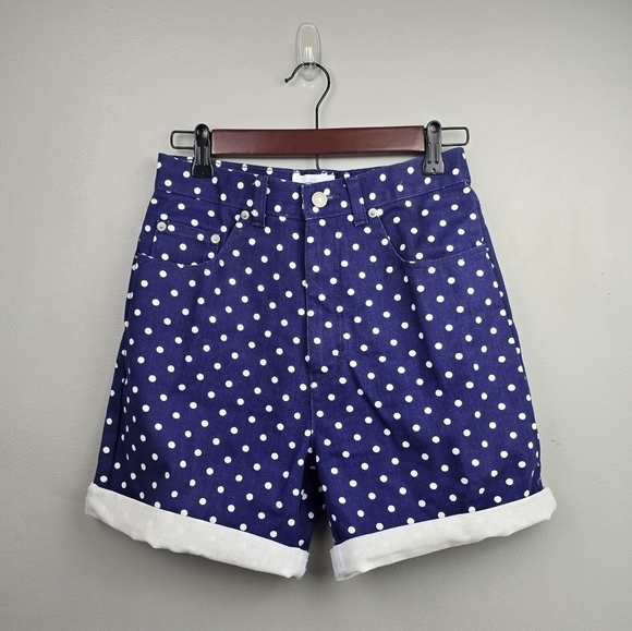 SOSTANZA High Waisted Vintage 80s Shorts Polka-dot Navy/White Womens Size 7 - Picture 2 of 13